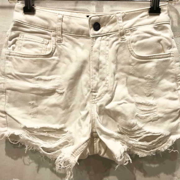 LIU-JO Off-White Destroyed Denim Jeans Shorts 25 $102 - Picture 2 of 5